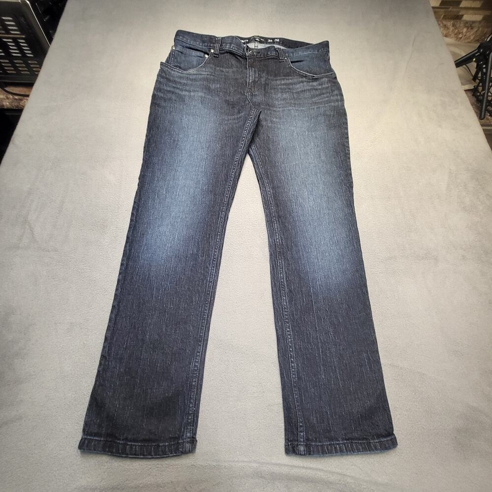 INC International Concepts Jeans Mens 36x29 Blue Slim Straight Distressed Denim